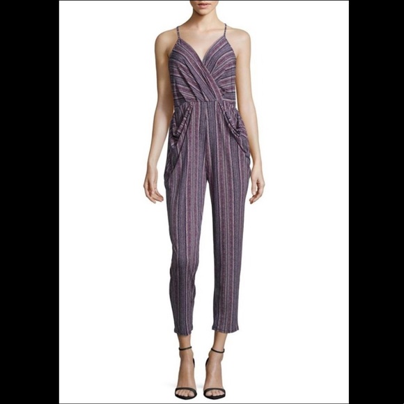 BCBGeneration Pants - NWT BCBGeneration Striped Wrap Front Jumpsuit